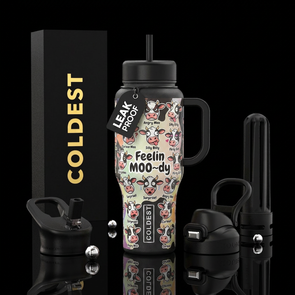 Feelin MOO-dy water bottle design