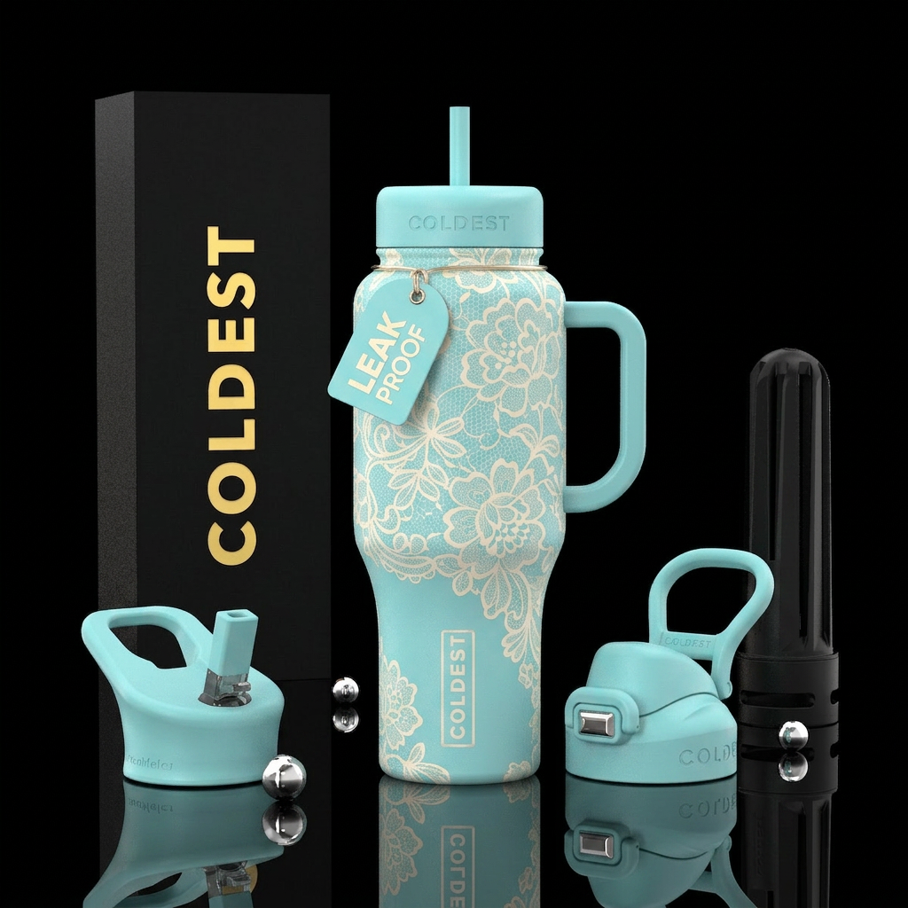 Lace face water bottle design