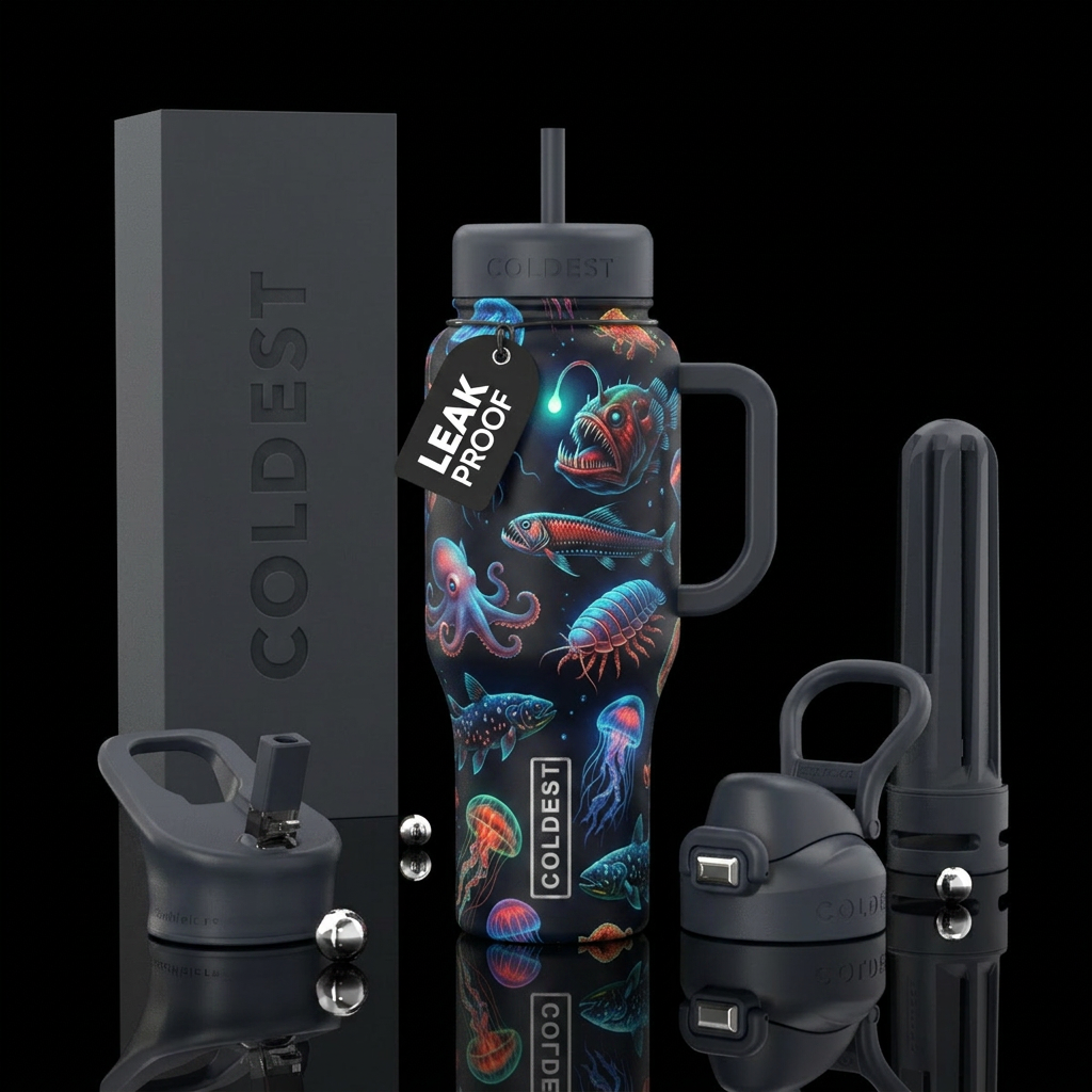Into the Depths water bottle design