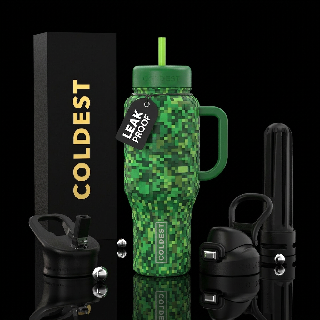 Pixel perfect water bottle design
