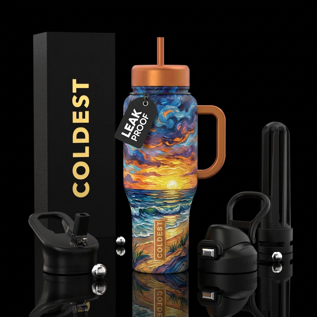Serene Sunset water bottle design