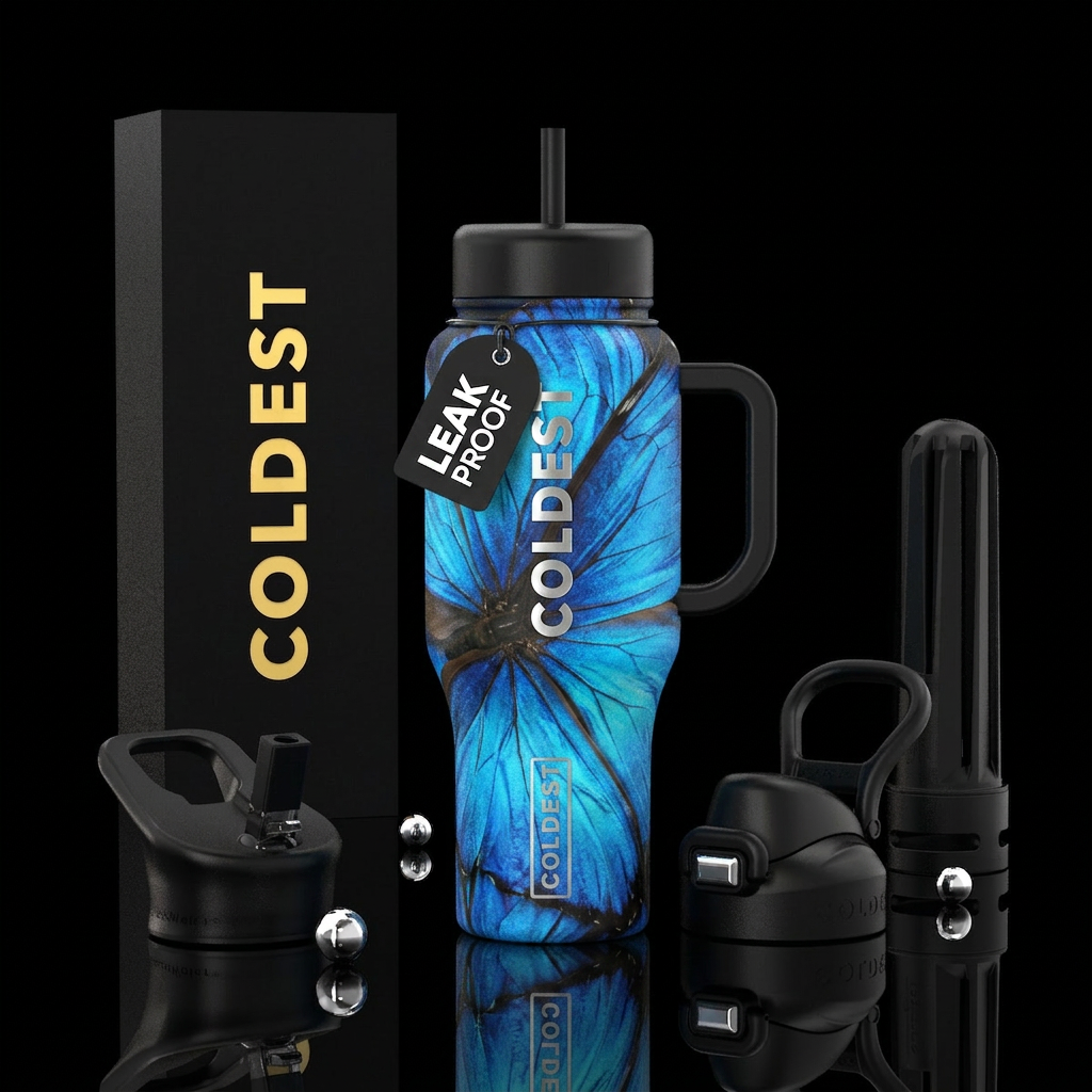 Winged beauty water bottle design