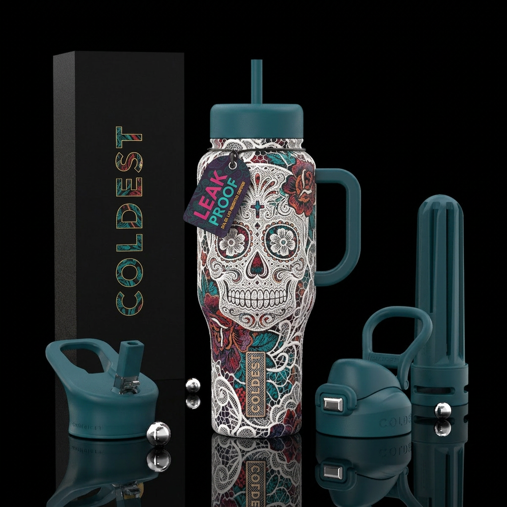 Day of the Lace water bottle design