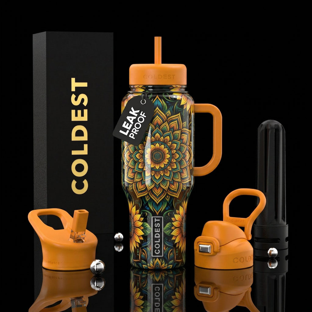 Mandela design with sunflowers water bottle design