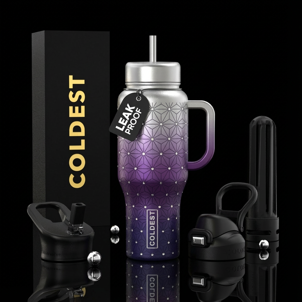 The Future is Purple water bottle design