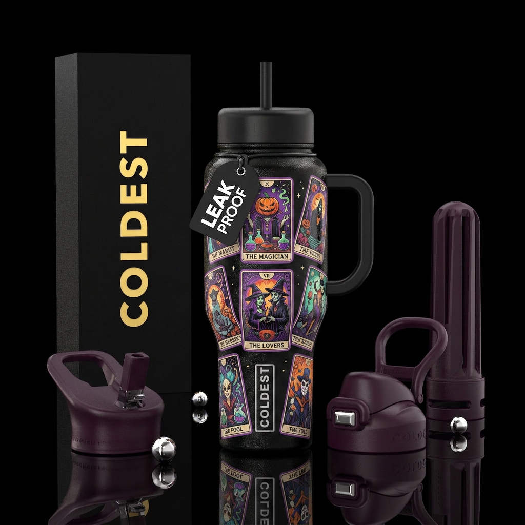 Halloween Tarot water bottle design