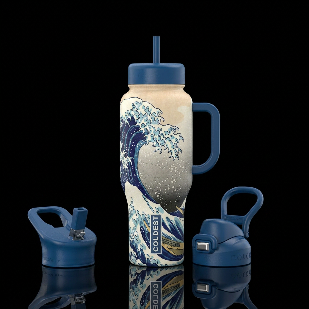 The great wave off kanagawa water bottle design