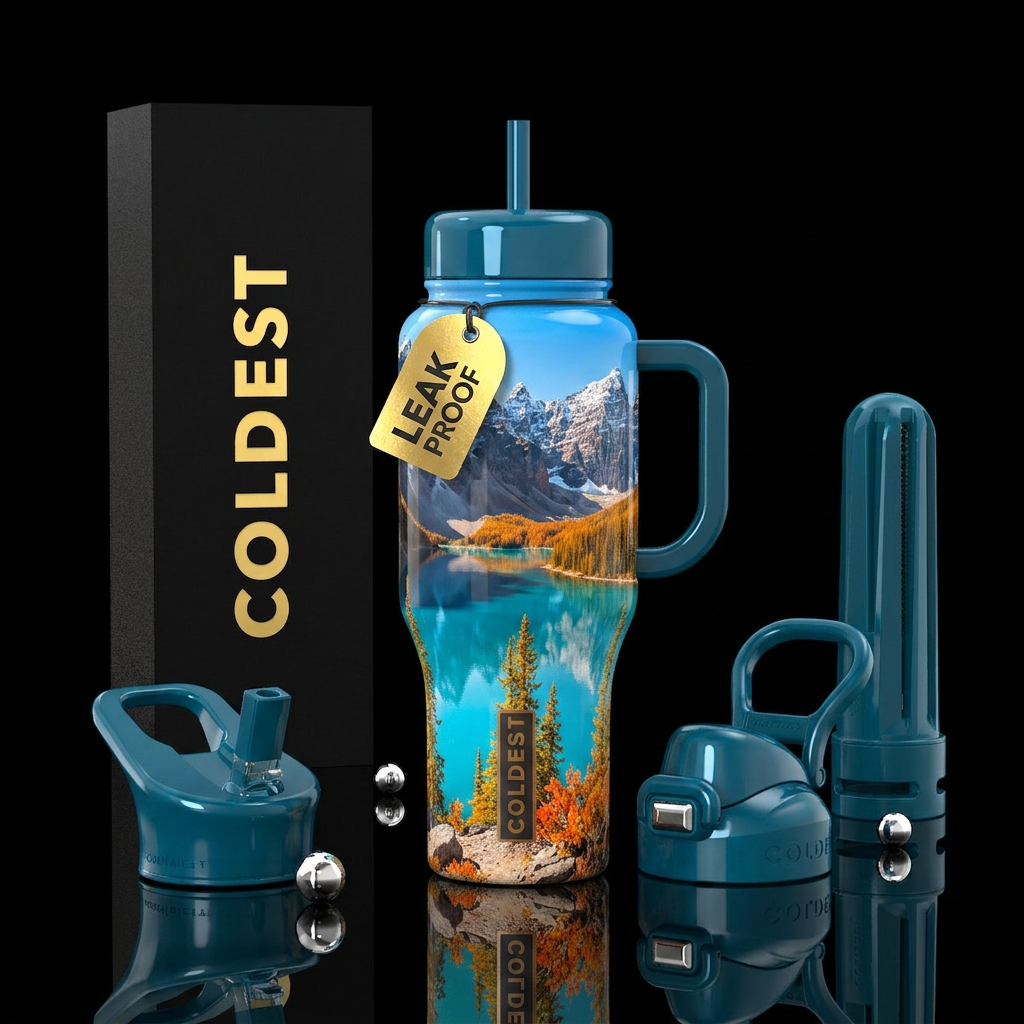 Moraine Lake in fall water bottle design