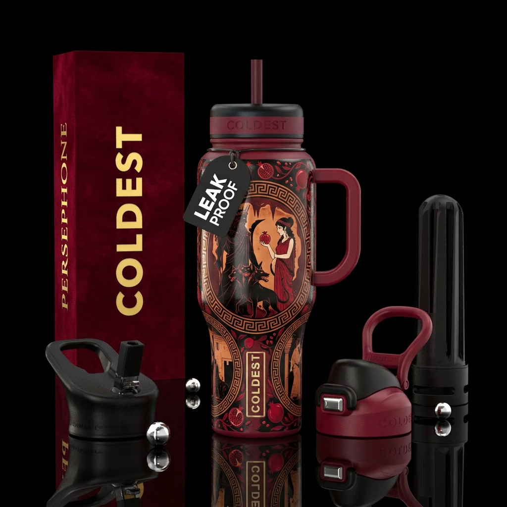 pomegranate, Greek, hades, persephone water bottle design