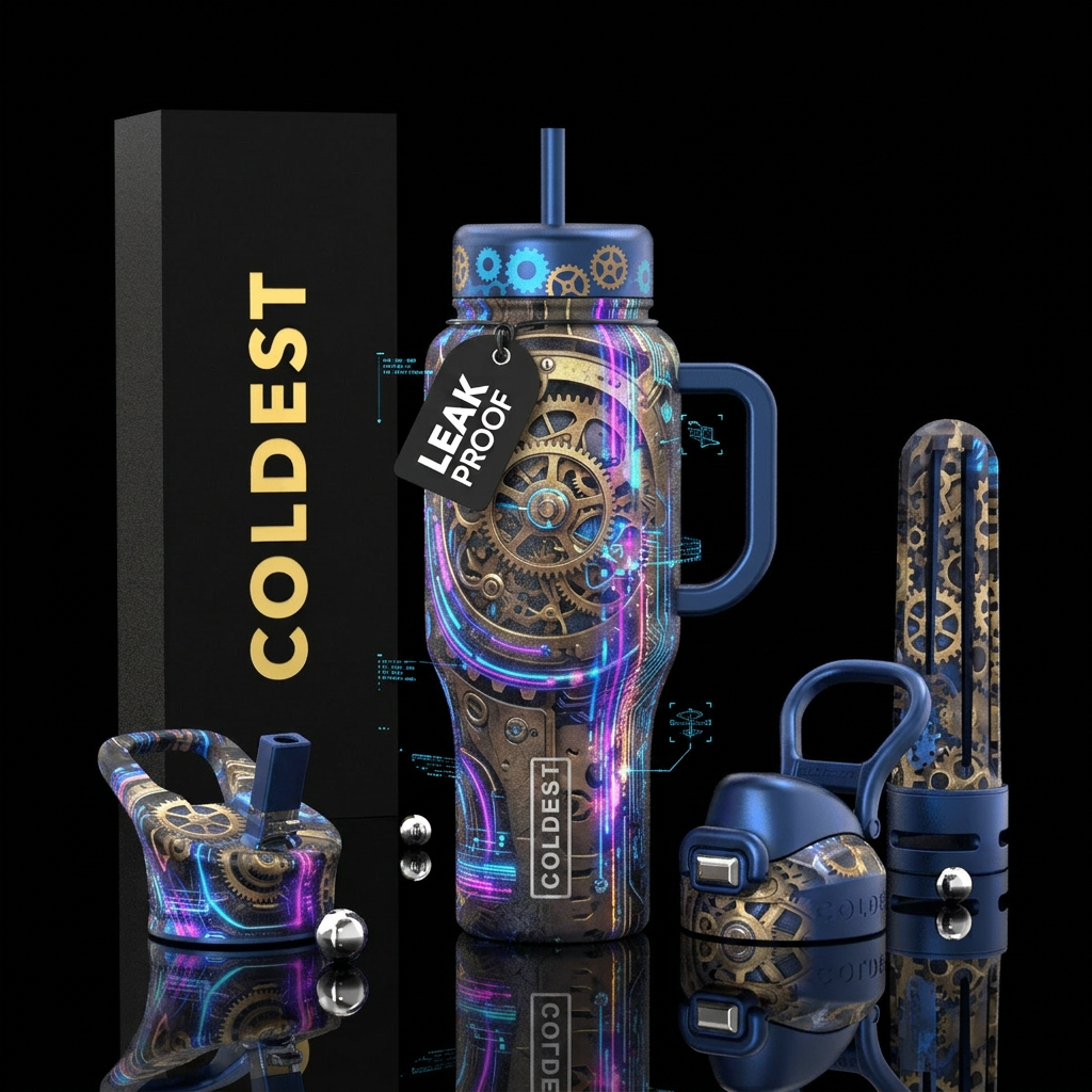 clockpunk, augmented reality water bottle design