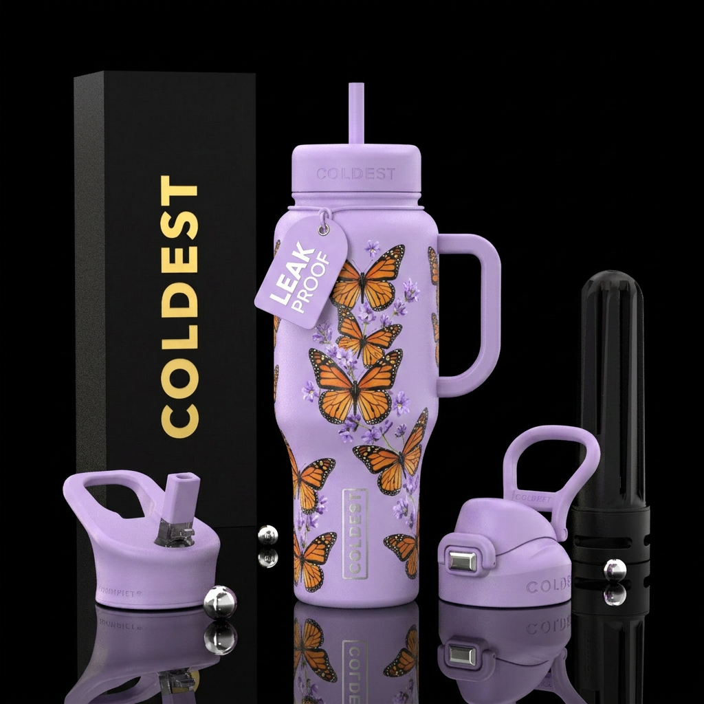 Monarch Butterflies, lavender water bottle design