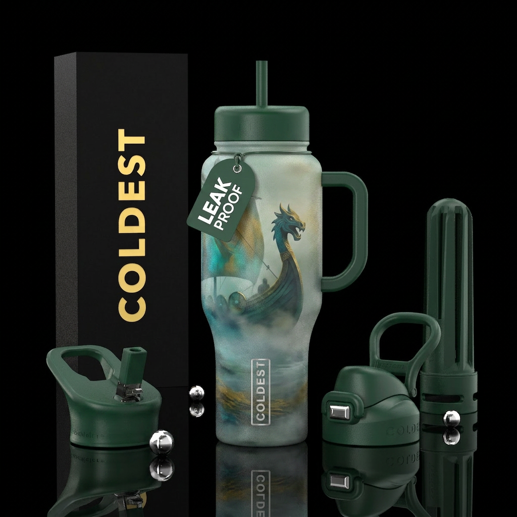 foggy morning, viking water bottle design