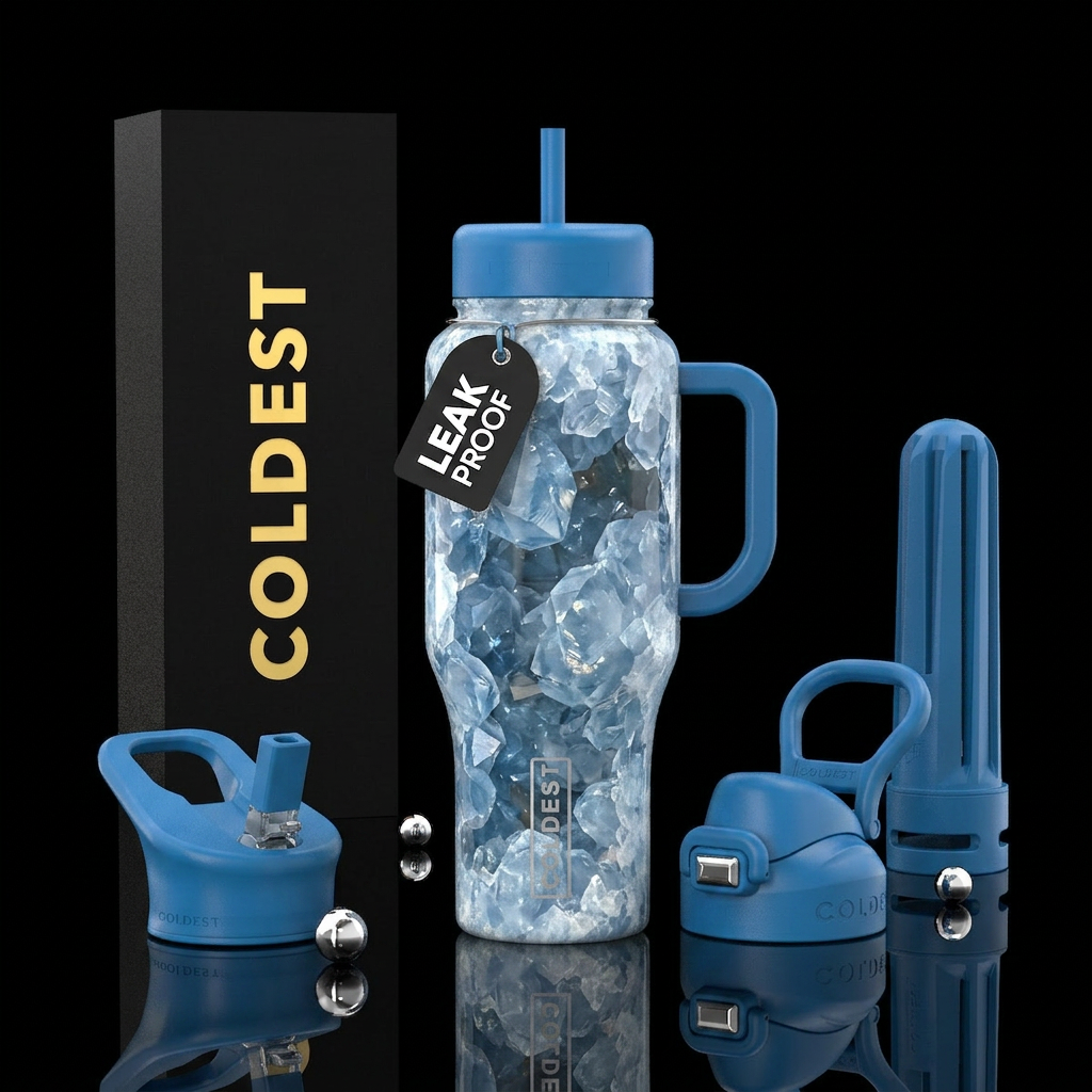 Celestite geode water bottle design