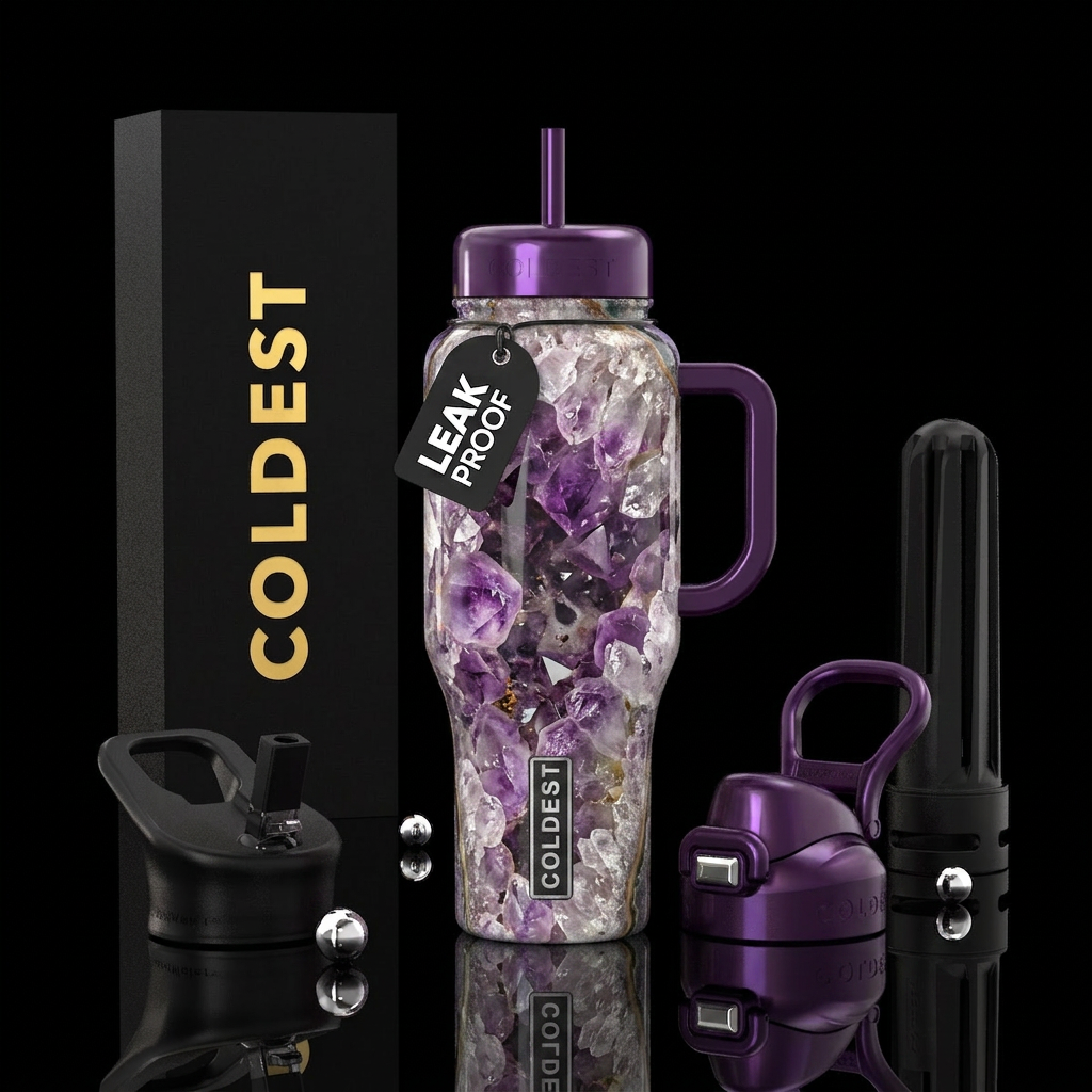 Quartz geode water bottle design