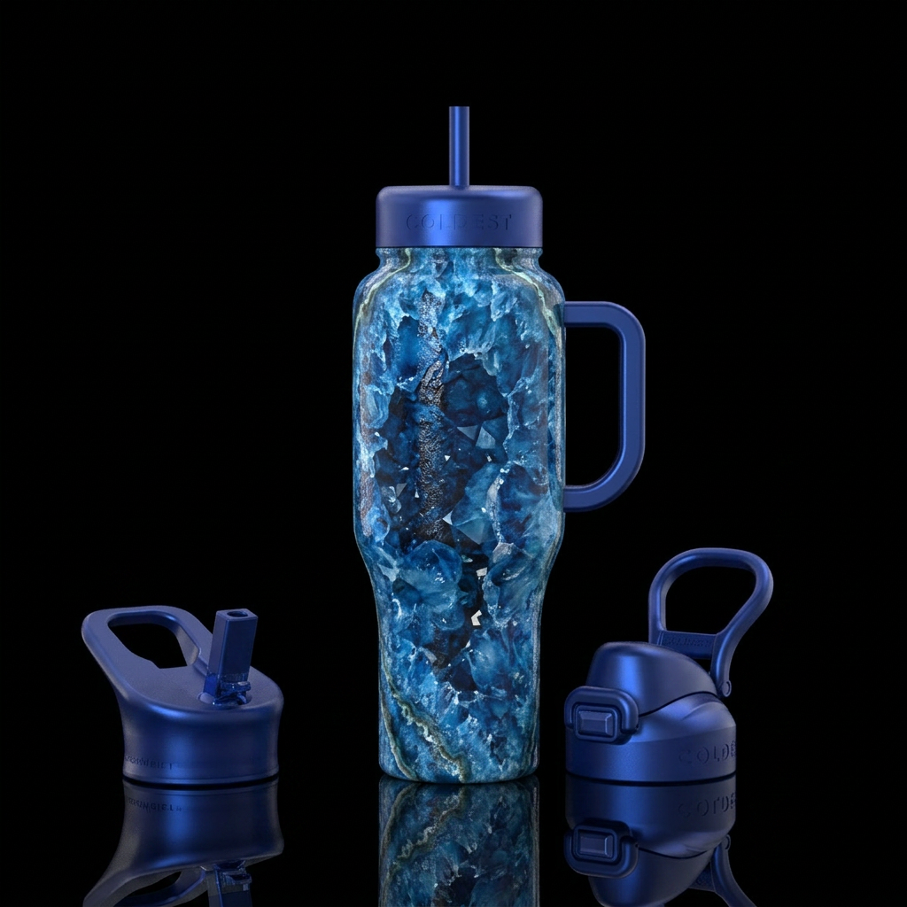 Sapphire geode water bottle design