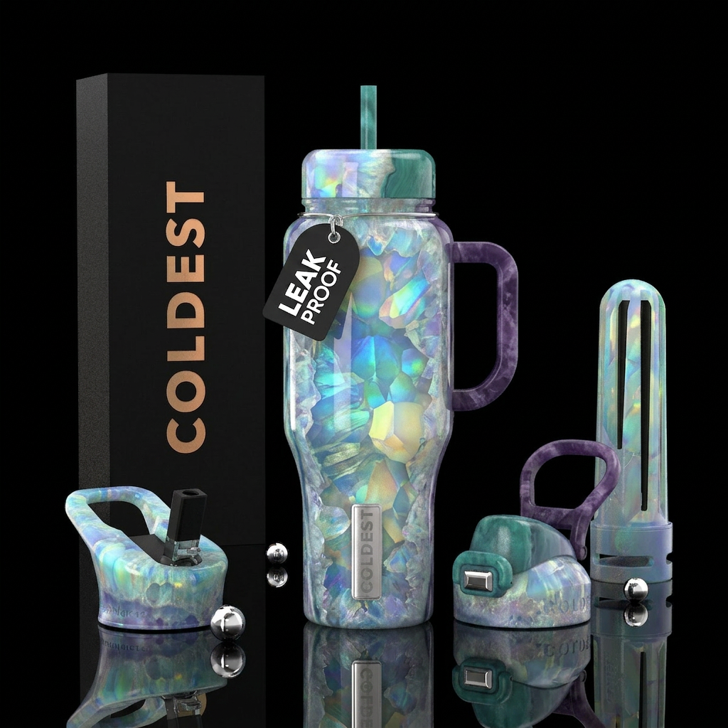 Opalite geode water bottle design