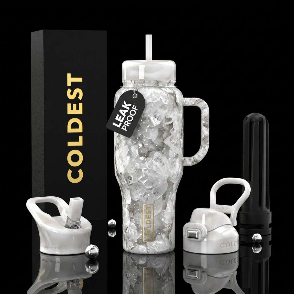 White Diamond geode water bottle design