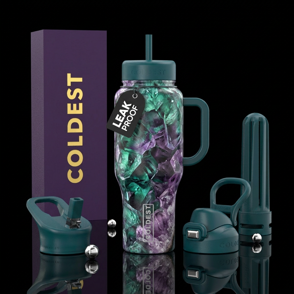 Alexandrite geode water bottle design
