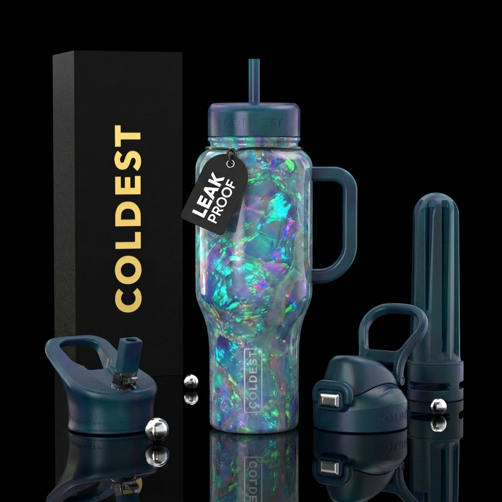 Opal geode water bottle design