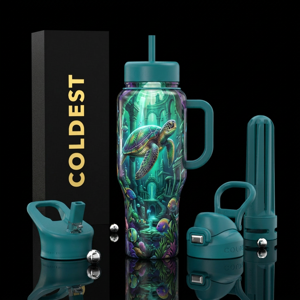 atlantis, turtle water bottle design