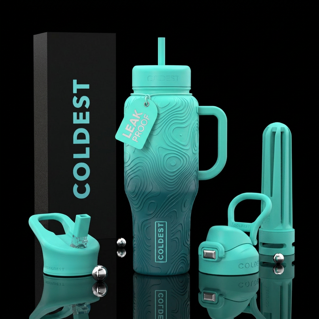 Teal Map 2 water bottle design