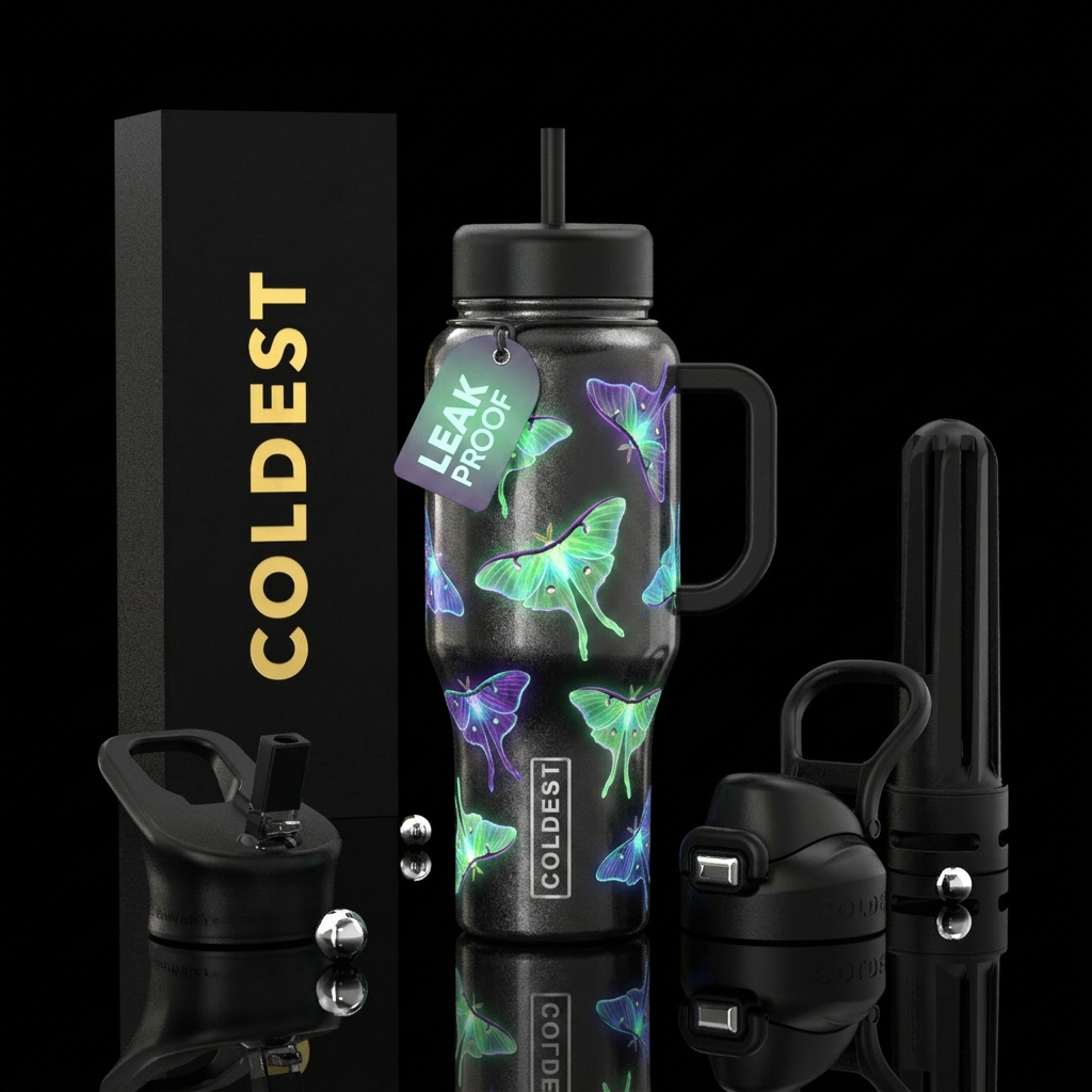 Luna Moth water bottle design