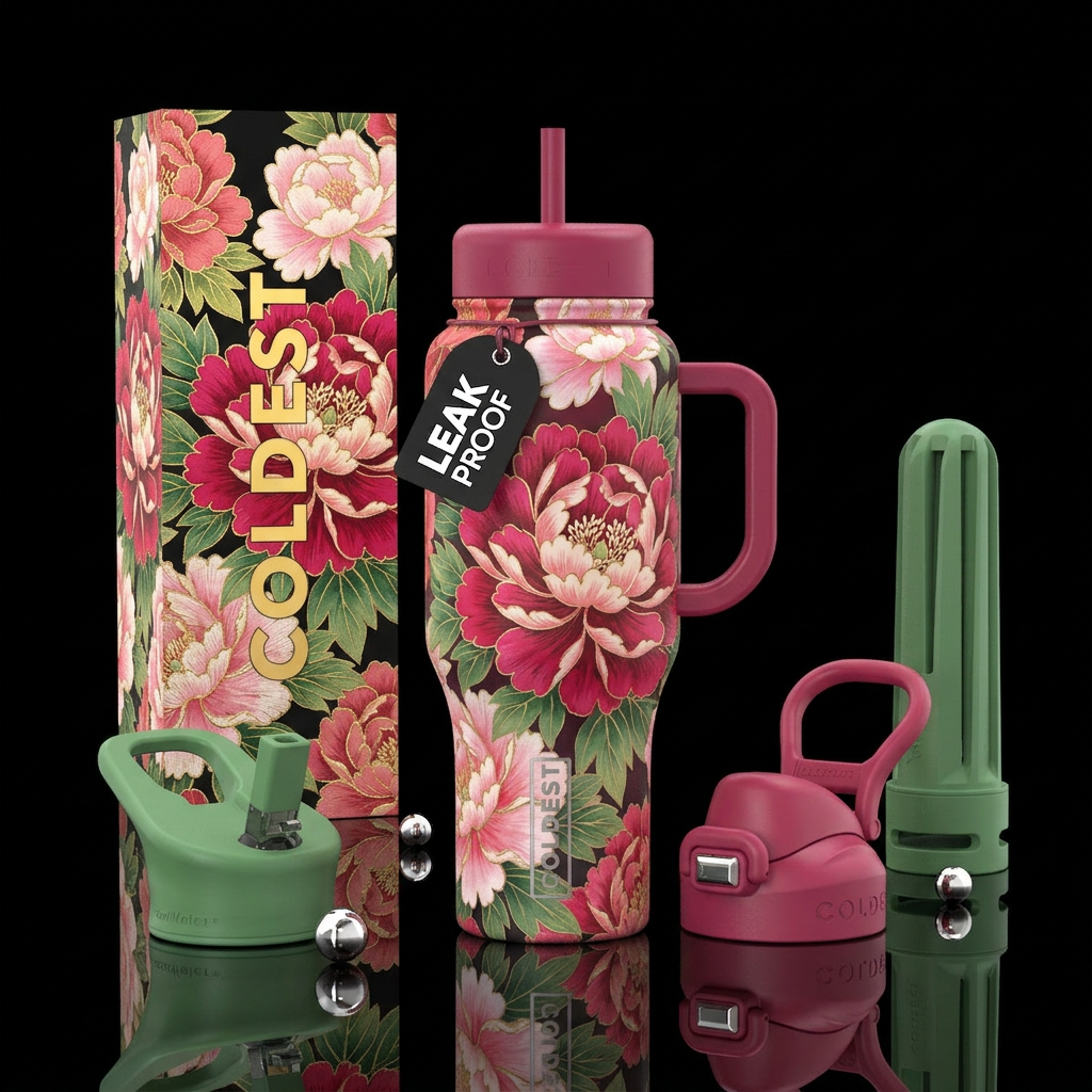 Peony in Bloom water bottle design