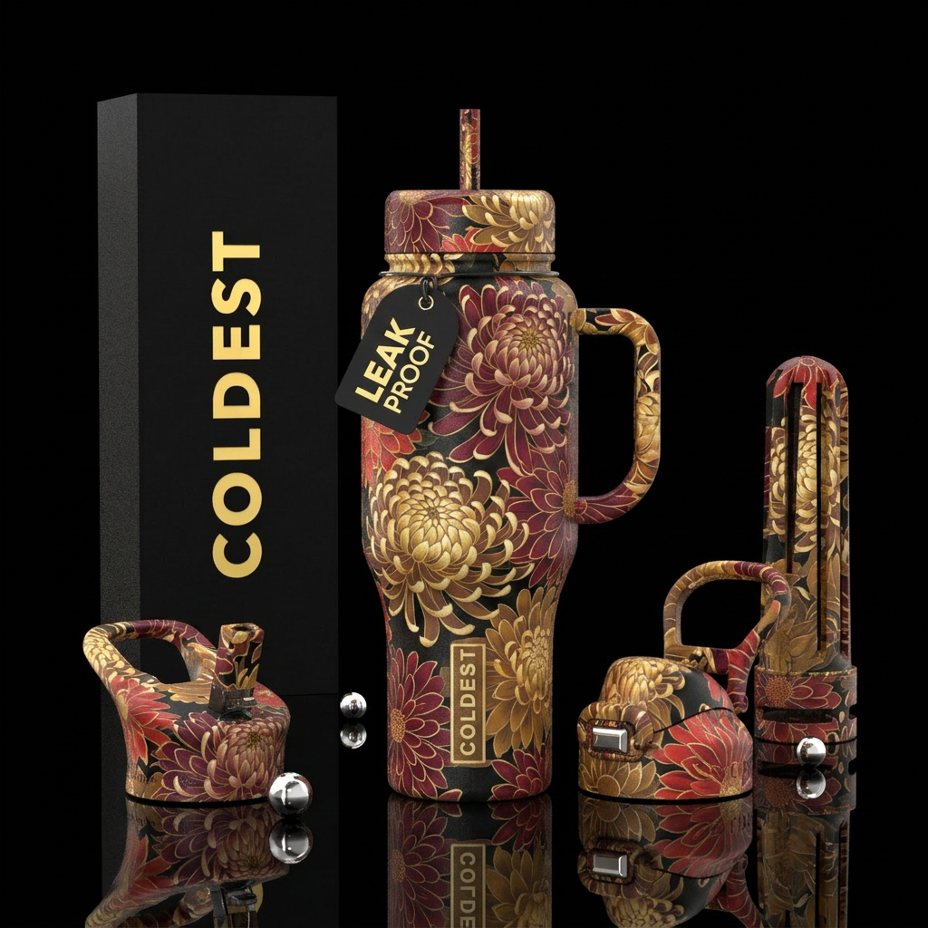 Chrysanthemum in Bloom water bottle design