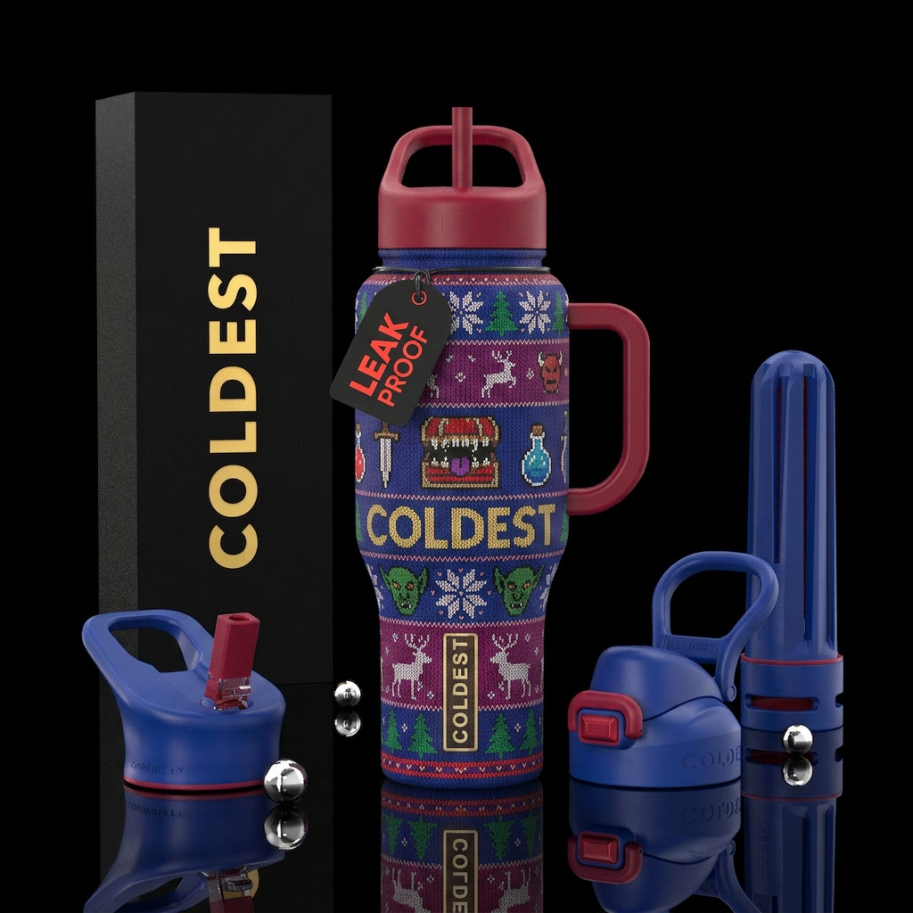 Fantasy Christmas Sweater water bottle design