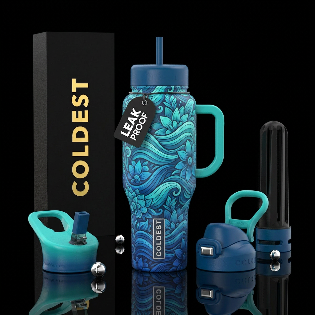 Blue Ombre Floral water bottle design