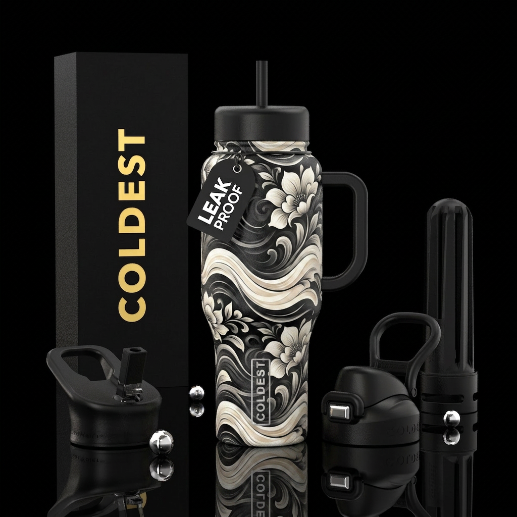 Minimalist Ombre Floral water bottle design