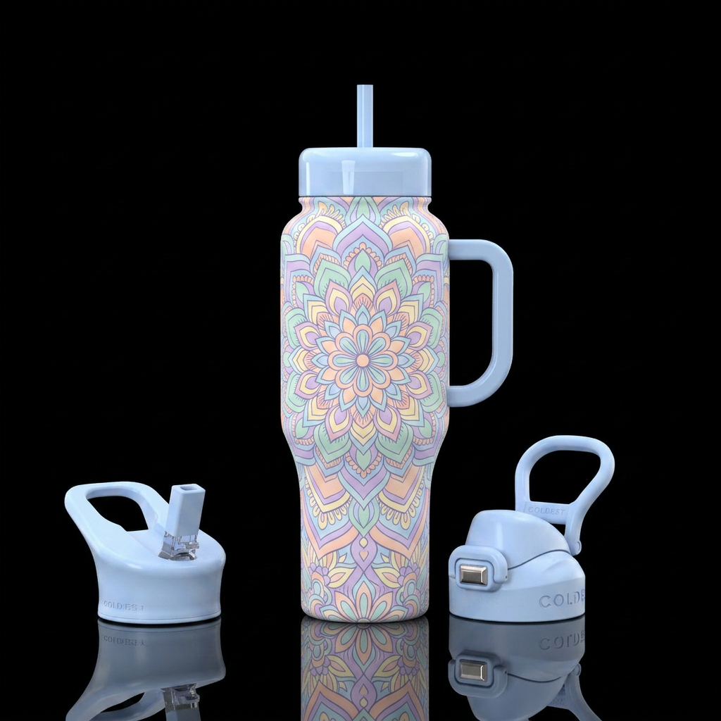 Floral Mandala water bottle design