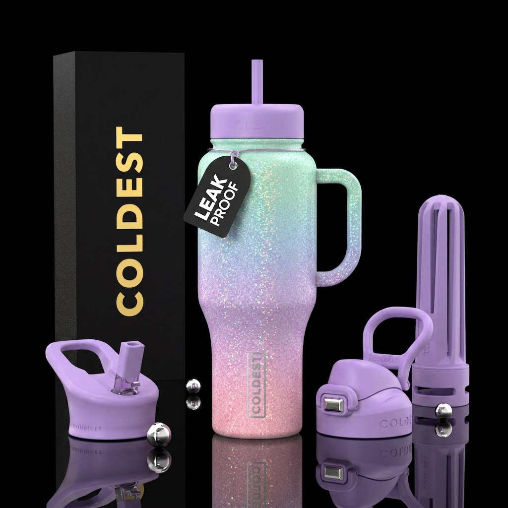 Pastel Glitter water bottle design