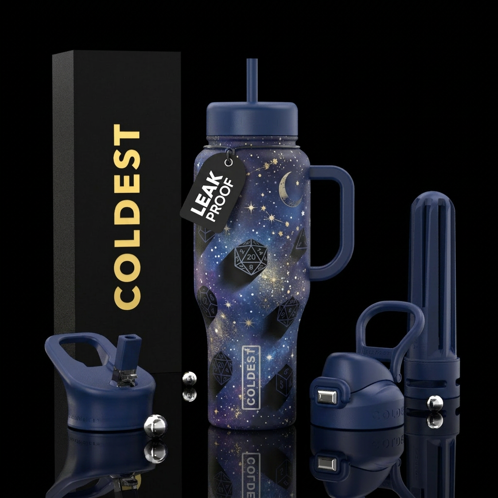 Celestial Dice water bottle design