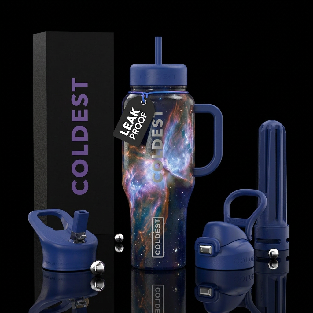 Blue Butterfly Nebula water bottle design