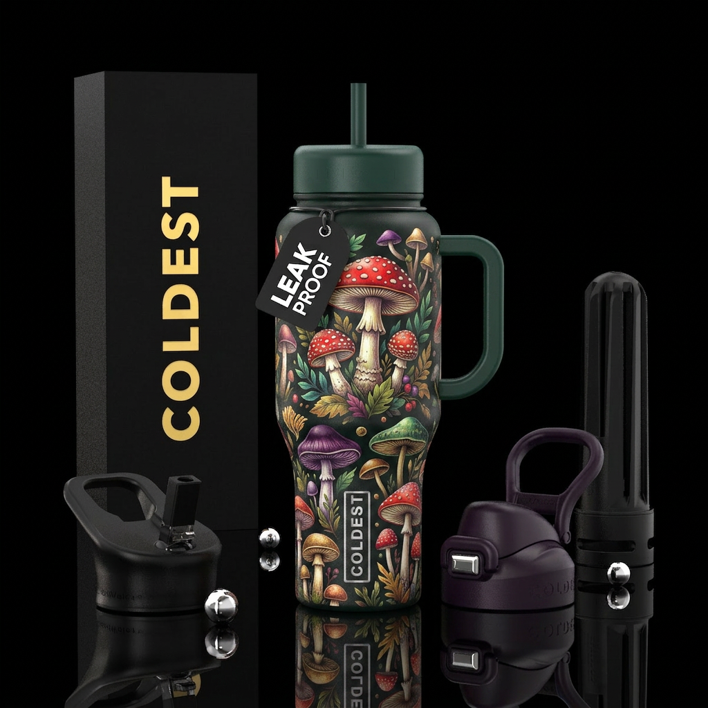 Mushrooms water bottle design