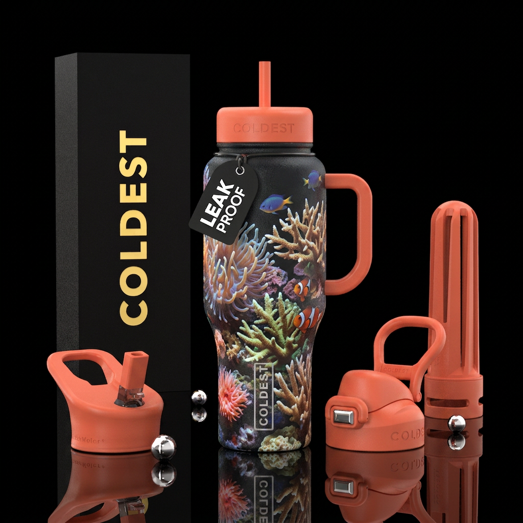 Coral reef water bottle design