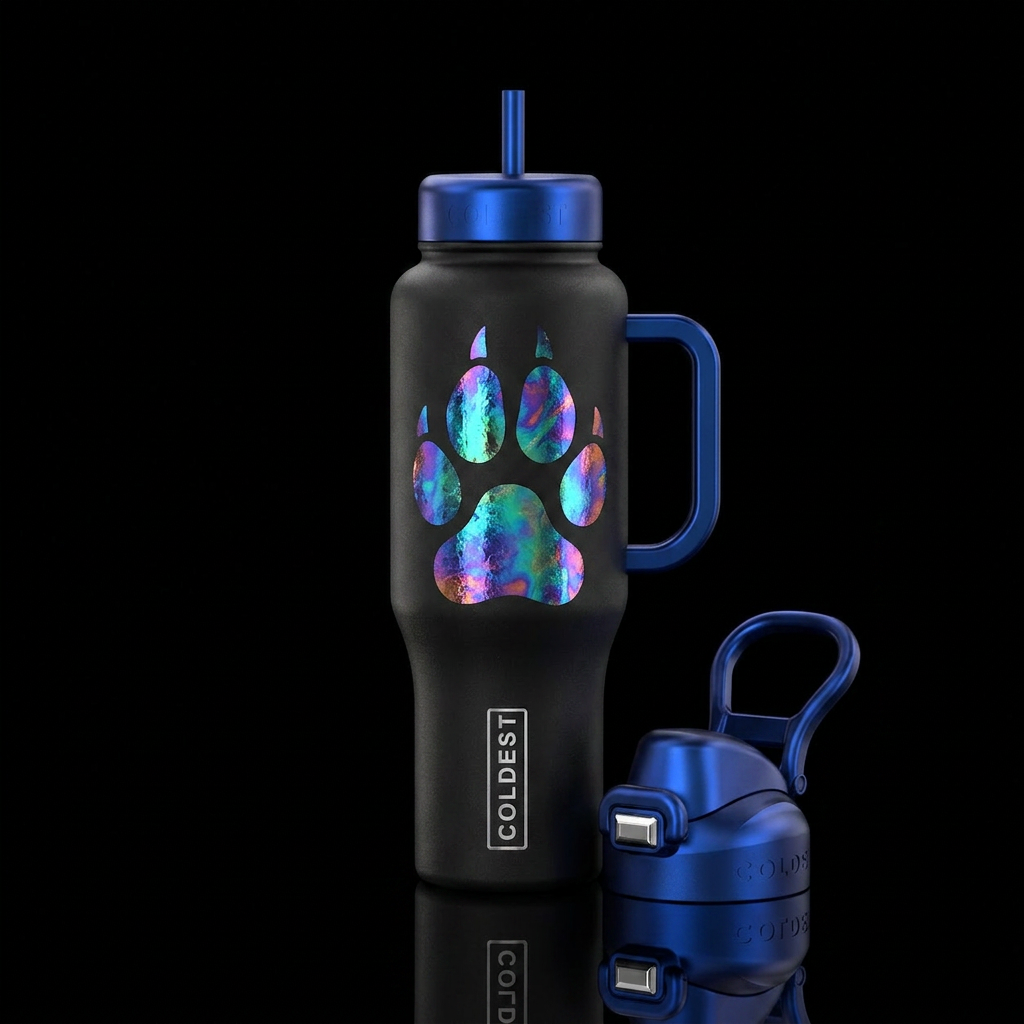 Wolf paw print water bottle design