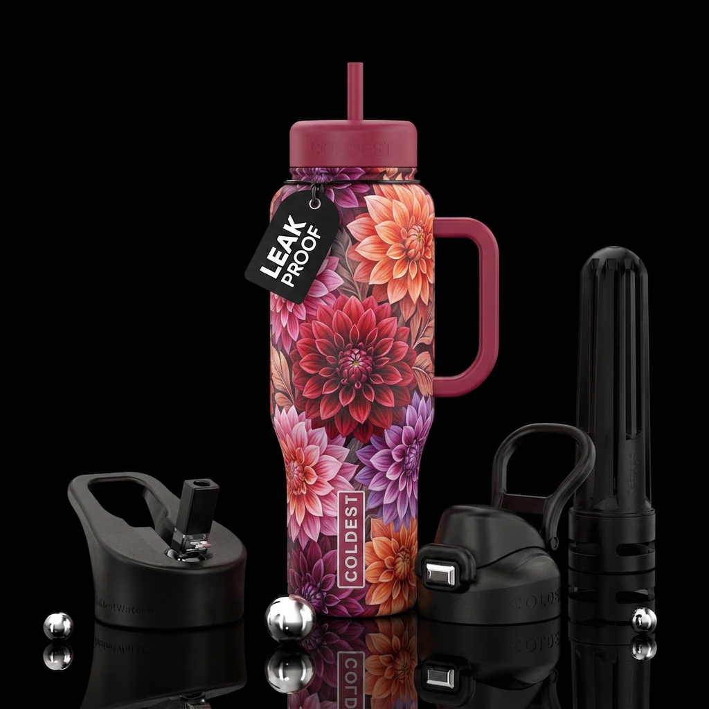 Dahlias water bottle design