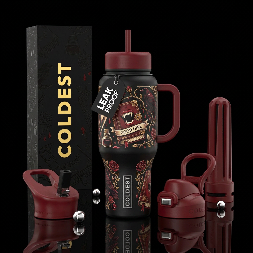 Book tok Good girl vampire water bottle design
