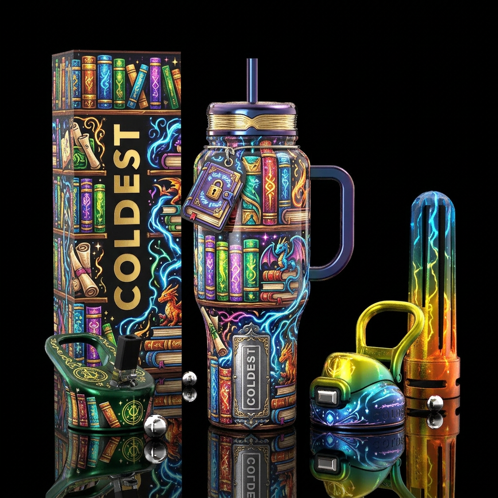 Mystic Pages water bottle design