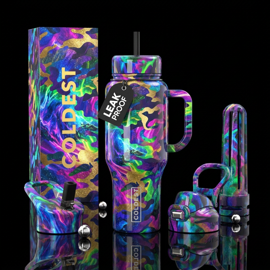 Cosmic Camo water bottle design