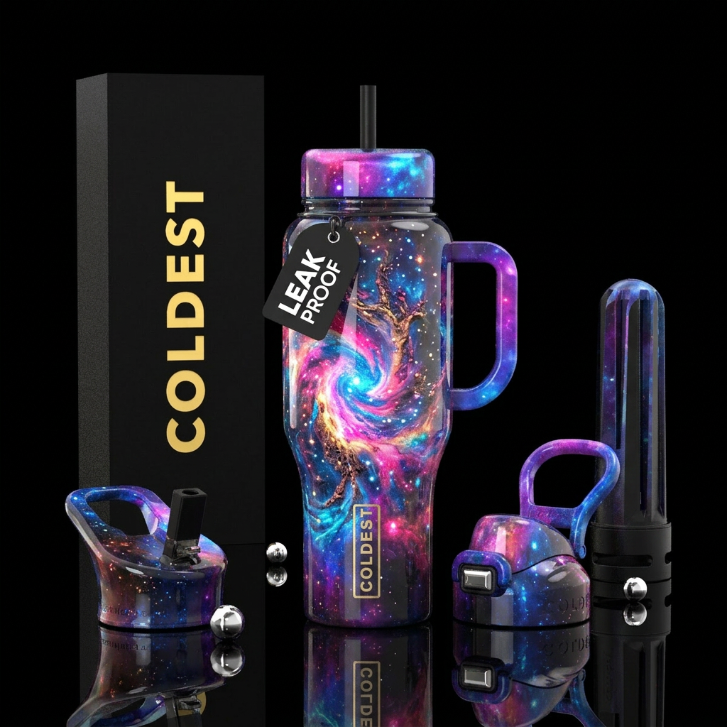 Neon Nebula water bottle design