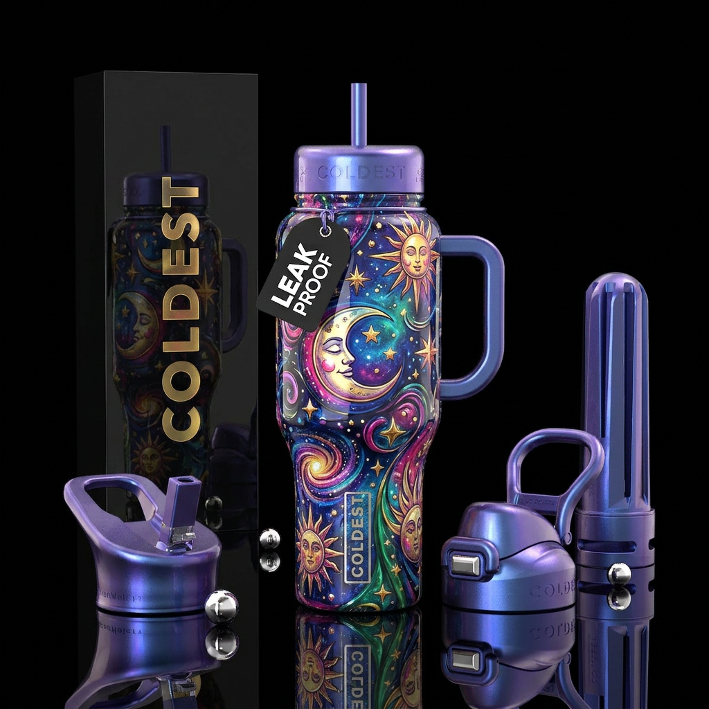 Cosmic Carnival water bottle design