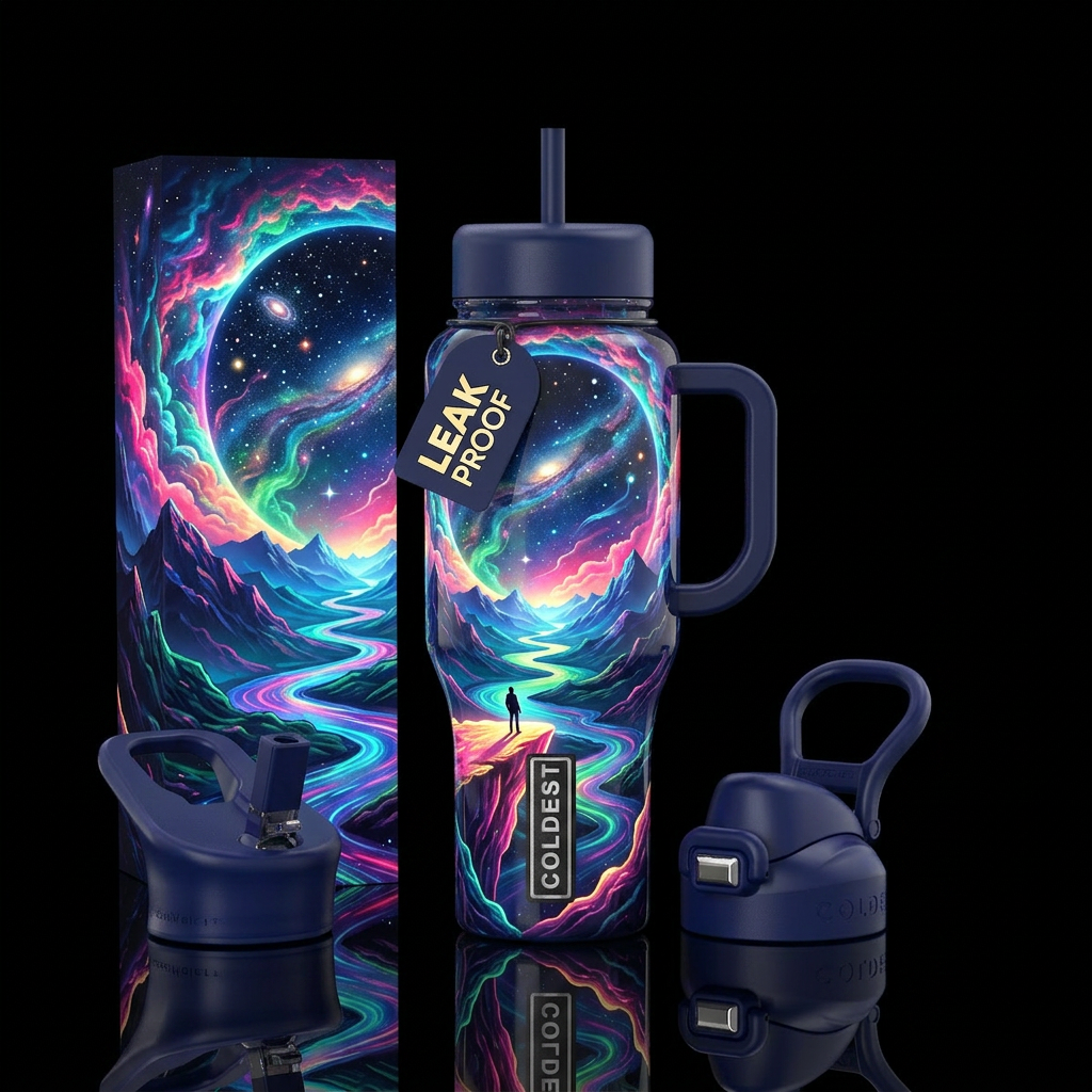 Cosmic Wanderer water bottle design