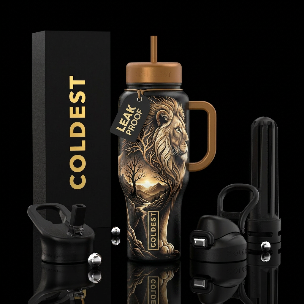 Courage & Crown water bottle design