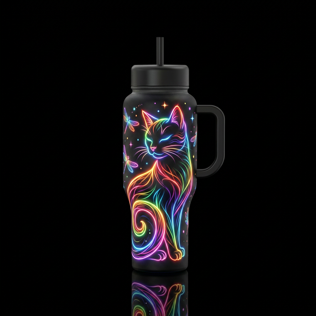 Firefly Feline water bottle design