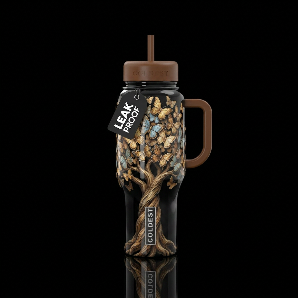 Twisted Flutters water bottle design