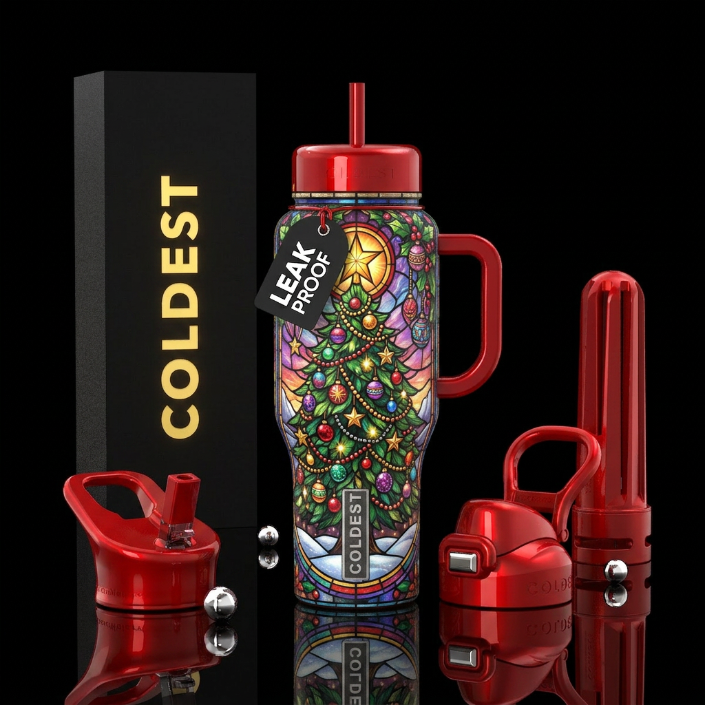 Merry Mosaic water bottle design
