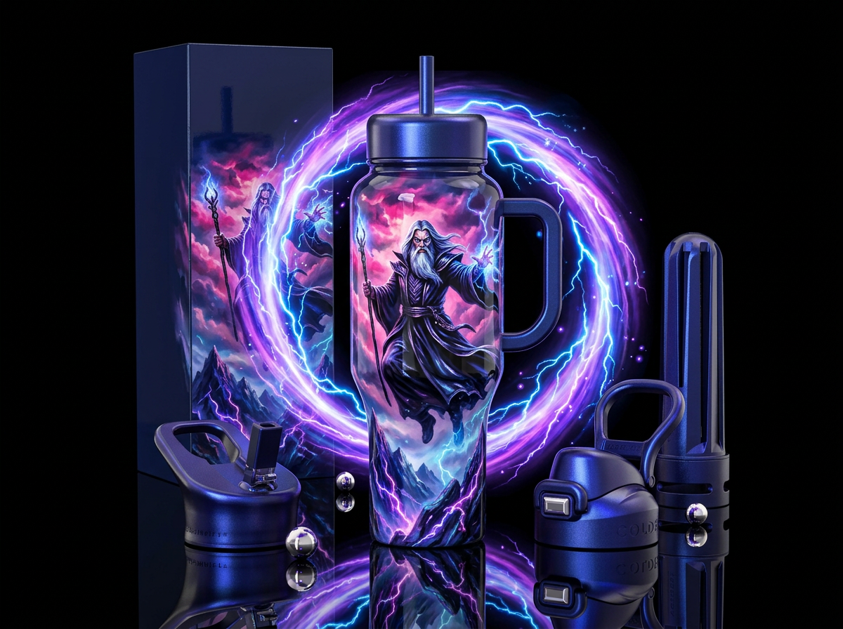With a Flick of the Wrist water bottle design
